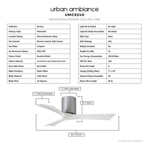Urban Ambiance - Ceiling Fan - UMC9240 Minimalist Indoor/Outdoor Ceiling Fan, 10