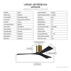 Urban Ambiance - Ceiling Fan - UMC9249 Minimalist Indoor/Outdoor Ceiling Fan, 10