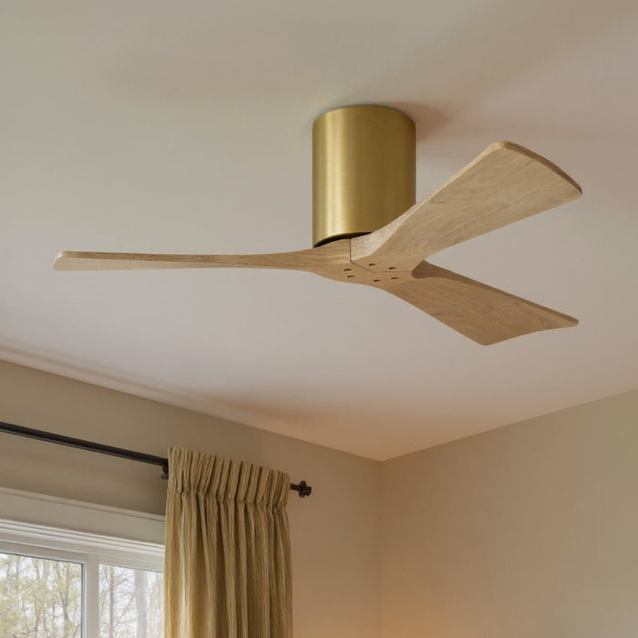 UMC9250 Modern Indoor/Outdoor Ceiling Fan, 10" H x 42" W x 42" D, Brushed Brass Finish, Aerwyn Collection