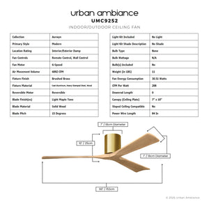 Urban Ambiance - Ceiling Fan - UMC9252 Modern Indoor/Outdoor Ceiling Fan, 10