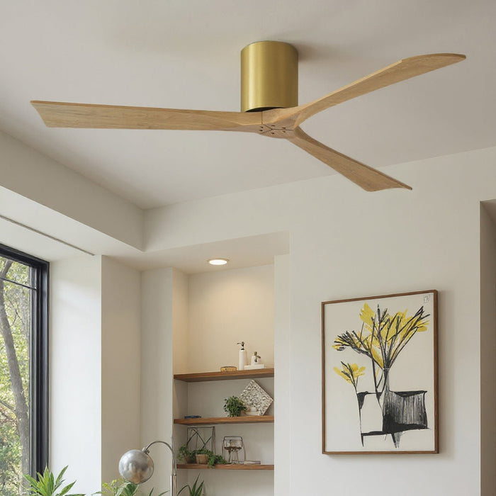 UMC9252 Modern Indoor/Outdoor Ceiling Fan, 10" H x 60" W x 60" D, Brushed Brass Finish, Aerwyn Collection