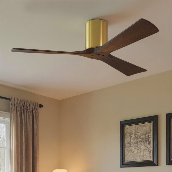 UMC9255 Minimalist Indoor/Outdoor Ceiling Fan, 10" H x 52" W x 52" D, Brushed Brass Finish, Aerwyn Collection