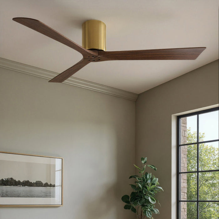 UMC9256 Modern Indoor/Outdoor Ceiling Fan, 10" H x 60" W x 60" D, Brushed Brass Finish, Aerwyn Collection