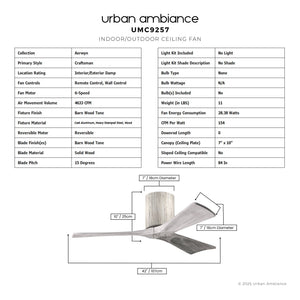 Urban Ambiance - Ceiling Fan - UMC9257 Craftsman Indoor/Outdoor Ceiling Fan, 10