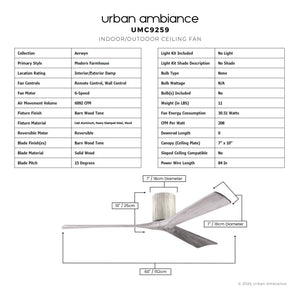 Urban Ambiance - Ceiling Fan - UMC9259 Modern Farmhouse Indoor/Outdoor Ceiling Fan, 10