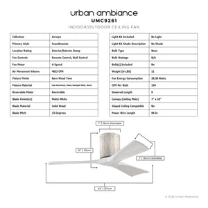 Urban Ambiance - Ceiling Fan - UMC9261 Scandinavian Indoor/Outdoor Ceiling Fan, 10