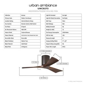 Urban Ambiance - Ceiling Fan - UMC9273 Modern Farmhouse Indoor/Outdoor Ceiling Fan, 10