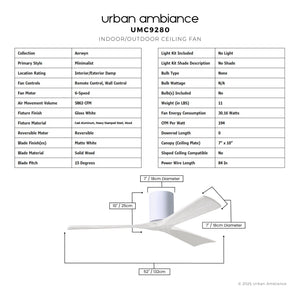 Urban Ambiance - Ceiling Fan - UMC9280 Minimalist Indoor/Outdoor Ceiling Fan, 10