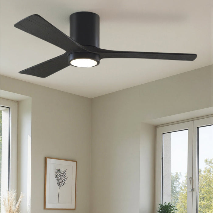 UMC9283 Modern Farmhouse Indoor/Outdoor Ceiling Fan, 12" H x 52" W x 52" D, Matte Black Finish, Aerwyn Collection