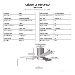 Urban Ambiance - Ceiling Fan - UMC9286 Modern Indoor/Outdoor Ceiling Fan, 12