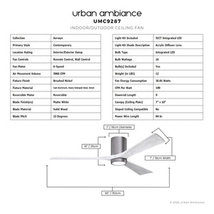 Urban Ambiance - Ceiling Fan - UMC9287 Contemporary Indoor/Outdoor Ceiling Fan, 12