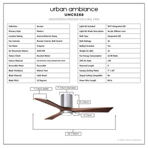 Urban Ambiance - Ceiling Fan - UMC9288 Modern Indoor/Outdoor Ceiling Fan, 12