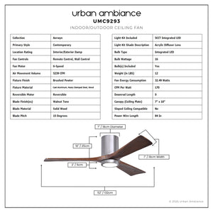 Urban Ambiance - Ceiling Fan - UMC9293 Contemporary Indoor/Outdoor Ceiling Fan, 12