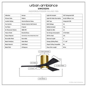 Urban Ambiance - Ceiling Fan - UMC9294 Modern Indoor/Outdoor Ceiling Fan, 12