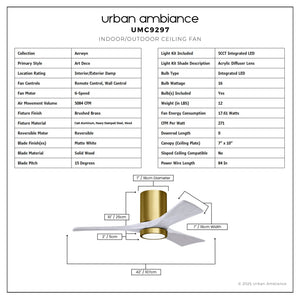 Urban Ambiance - Ceiling Fan - UMC9297 Art Deco Indoor/Outdoor Ceiling Fan, 12