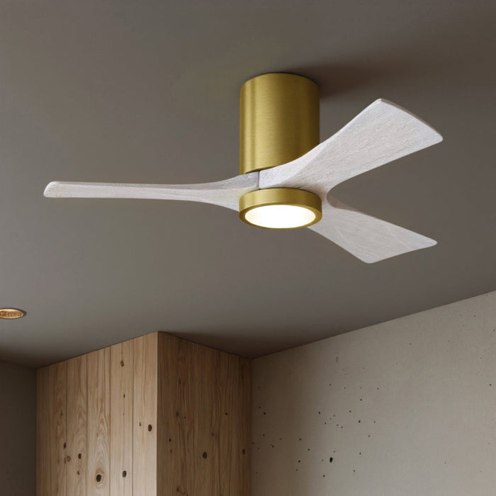 UMC9297 Art Deco Indoor/Outdoor Ceiling Fan, 12" H x 42" W x 42" D, Brushed Brass Finish, Aerwyn Collection