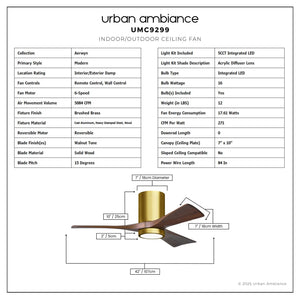 Urban Ambiance - Ceiling Fan - UMC9299 Modern Indoor/Outdoor Ceiling Fan, 12