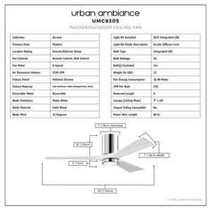 Urban Ambiance - Ceiling Fan - UMC9305 Modern Indoor/Outdoor Ceiling Fan, 12