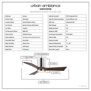 Urban Ambiance - Ceiling Fan - UMC9306 Minimalist Indoor/Outdoor Ceiling Fan, 12