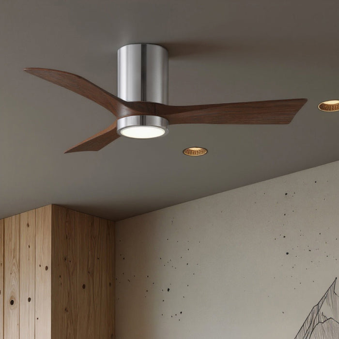 UMC9306 Minimalist Indoor/Outdoor Ceiling Fan, 12" H x 42" W x 42" D, Polished Chrome Finish, Aerwyn Collection