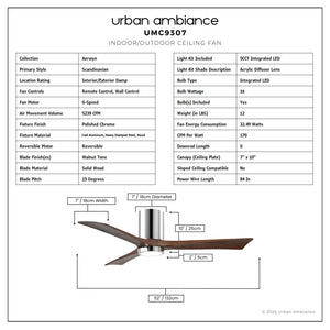 Urban Ambiance - Ceiling Fan - UMC9307 Scandinavian Indoor/Outdoor Ceiling Fan, 12