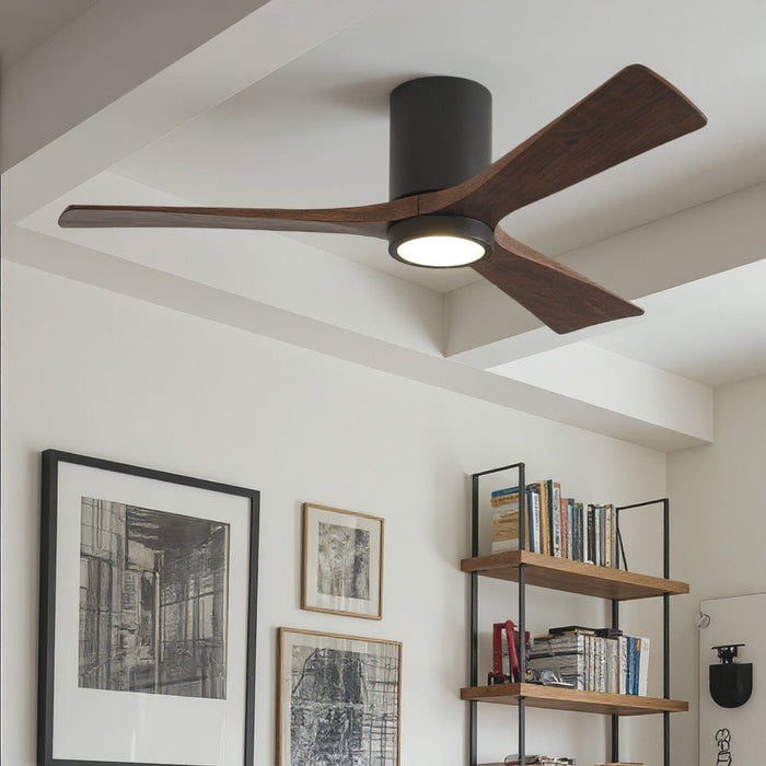 UMC9310 Minimalist Indoor/Outdoor Ceiling Fan, 12" H x 52" W x 52" D, Textured Bronze Finish, Aerwyn Collection