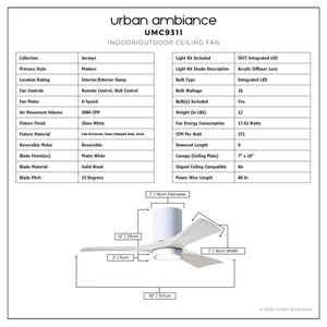 Urban Ambiance - Ceiling Fan - UMC9311 Modern Indoor/Outdoor Ceiling Fan, 12
