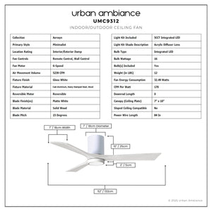 Urban Ambiance - Ceiling Fan - UMC9312 Minimalist Indoor/Outdoor Ceiling Fan, 12