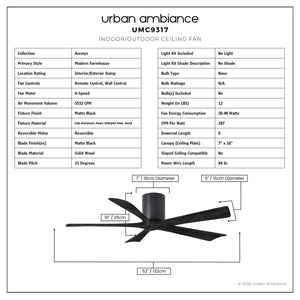 Urban Ambiance - Ceiling Fan - UMC9317 Modern Farmhouse Indoor/Outdoor Ceiling Fan, 10