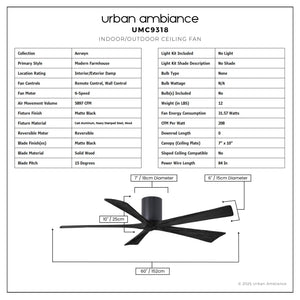 Urban Ambiance - Ceiling Fan - UMC9318 Modern Farmhouse Indoor/Outdoor Ceiling Fan, 10