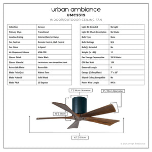 Urban Ambiance - Ceiling Fan - UMC9319 Transitional Indoor/Outdoor Ceiling Fan, 10