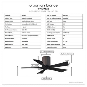 Urban Ambiance - Ceiling Fan - UMC9326 Modern Farmhouse Indoor/Outdoor Ceiling Fan, 10
