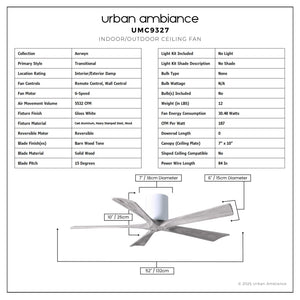 Urban Ambiance - Ceiling Fan - UMC9327 Transitional Indoor/Outdoor Ceiling Fan, 10