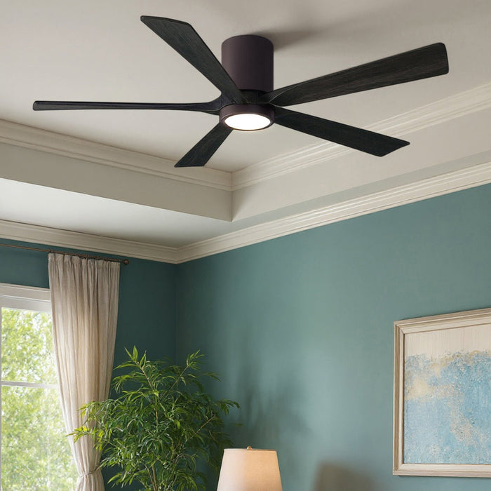 UMC9331 Minimalist Indoor/Outdoor Ceiling Fan, 12" H x 60" W x 60" D, Brushed Bronze Finish, Aerwyn Collection