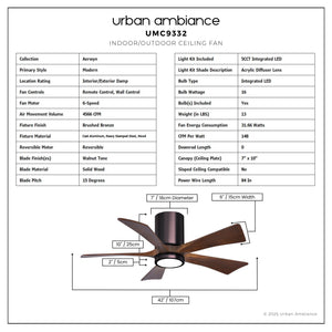 Urban Ambiance - Ceiling Fan - UMC9332 Modern Indoor/Outdoor Ceiling Fan, 12