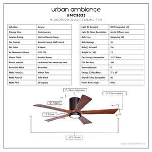 Urban Ambiance - Ceiling Fan - UMC9333 Contemporary Indoor/Outdoor Ceiling Fan, 12
