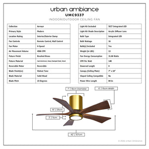 Urban Ambiance - Ceiling Fan - UMC9337 Modern Indoor/Outdoor Ceiling Fan, 12