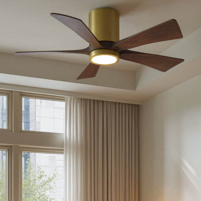 UMC9337 Modern Indoor/Outdoor Ceiling Fan, 12" H x 42" W x 42" D, Brushed Brass Finish, Aerwyn Collection