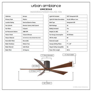 Urban Ambiance - Ceiling Fan - UMC9340 Modern Indoor/Outdoor Ceiling Fan, 12
