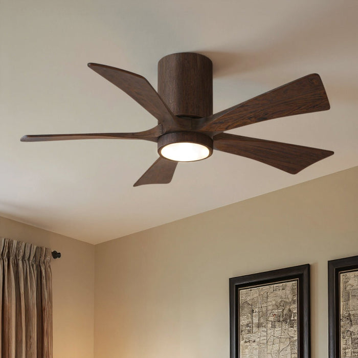 UMC9343 Modern Indoor/Outdoor Ceiling Fan, 12" H x 42" W x 42" D, Walnut Tone Finish, Aerwyn Collection