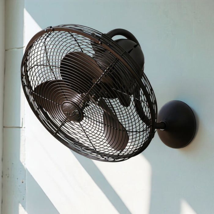 UMC9361 Modern Indoor/Outdoor Oscillating Wall Fan, 14.5 H x 16" W x 16" D, Textured Bronze Finish, Kestmere Collection