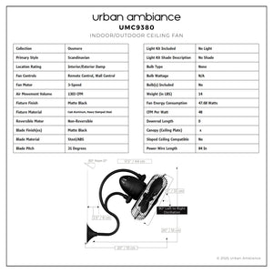 Urban Ambiance - Ceiling Fan - UMC9380 Scandinavian Indoor/Outdoor Ceiling Fan, 20