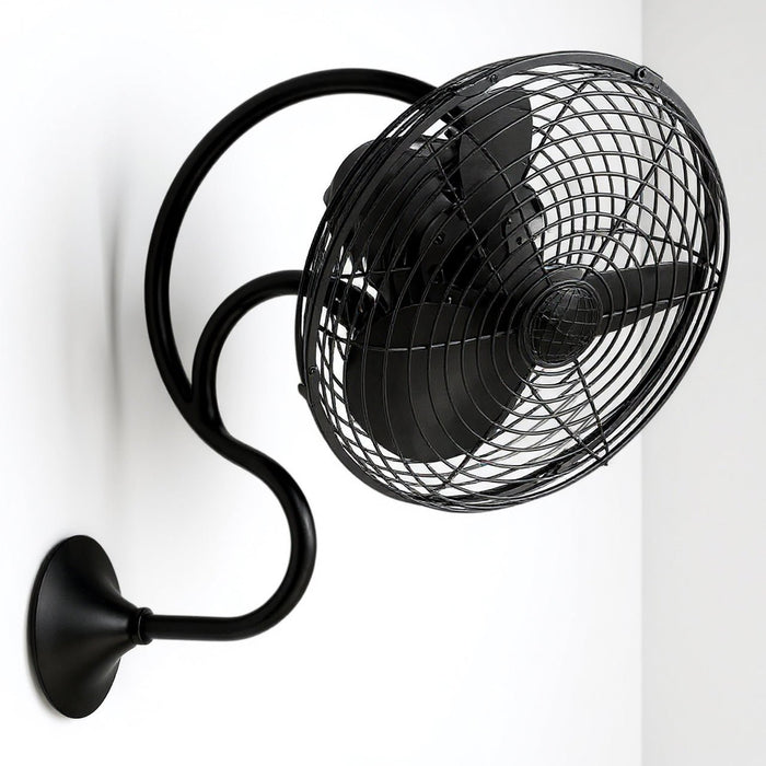 UMC9380 Scandinavian Indoor/Outdoor Oscillating Wall Fan, 20" H x 13" W x 13" D, Matte Black Finish, Ossmere Collection