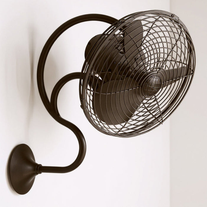 UMC9381 Modern Indoor/Outdoor Oscillating Wall Fan, 20" H x 13" W x 13" D, Textured Bronze Finish, Ossmere Collection