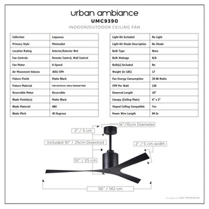 Urban Ambiance - Ceiling Fan - UMC9390 Minimalist Indoor/Outdoor Ceiling Fan, 12