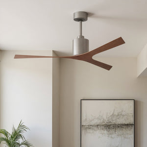 Urban Ambiance - Ceiling Fan - UMC9391 Scandinavian Indoor/Outdoor Ceiling Fan, 12" (Plus Downrod) H x 56" W x 56" D, Brushed Nickel Finish, Loquessa Collection - 