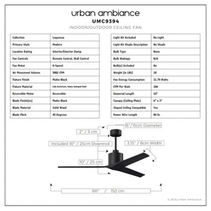 Urban Ambiance - Ceiling Fan - UMC9394 Modern Indoor/Outdoor Ceiling Fan, 12