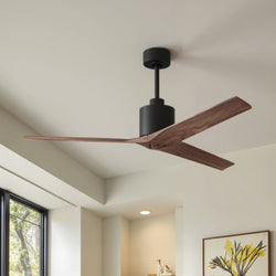 Urban Ambiance - Ceiling Fan - UMC9396 Natural Indoor/Outdoor Ceiling Fan, 12" (Plus Downrod) H x 60" W x 60" D, Matte Black Finish, Loquessa Collection - 