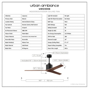 Urban Ambiance - Ceiling Fan - UMC9396 Natural Indoor/Outdoor Ceiling Fan, 12