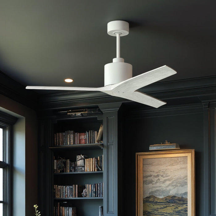 UMC9398 Industrial Indoor/Outdoor Ceiling Fan, 12" (Plus Downrod) H x 52" W x 52" D, Matte White Finish, Loquessa Collection